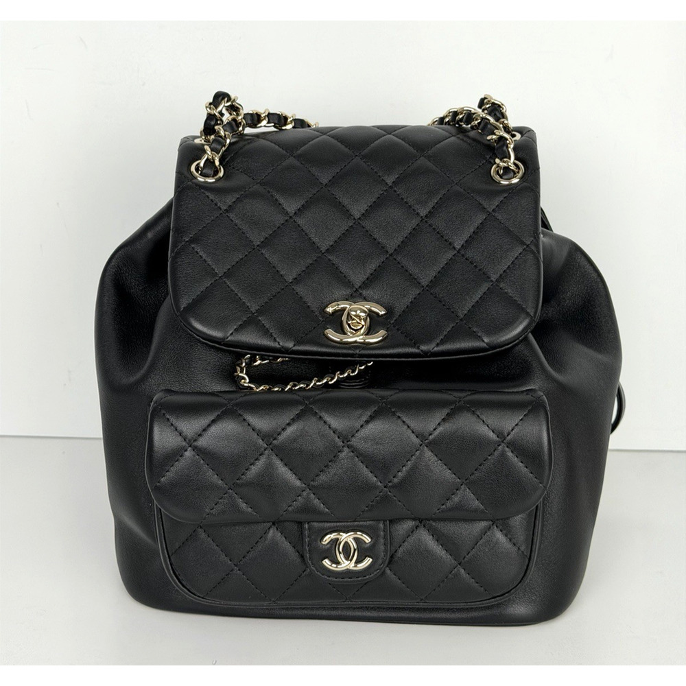 Chanel Large Duma Backpack in Black Quilted Lambskin Leather NFC D7 - Picture 2 of 16